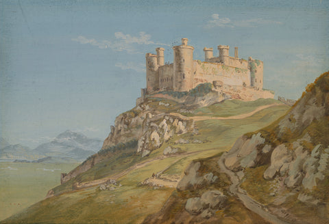 Harlech Castle in Meirionethshire with Snowdon at a distance. Paul Sandby.