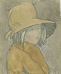 John, Gwen. Young girl in brown hat and coat.